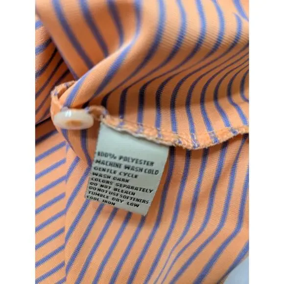 Donald Ross Mens Golf Polo Shirt - Large Orange Stripe‎ Performance ODCC 1892 - Picture 7 of 8